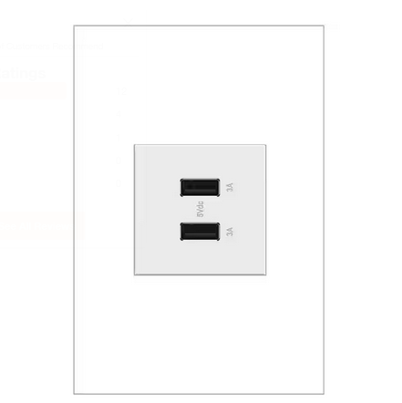 adorne 6.0 Amp Ultra-Fast USB Type A/A Duplex Outlet, White - 91006008050