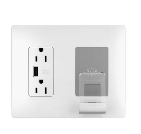 radiant 15 Amp 125-Volt Decorator Duplex Tamper Resistant USB Wireless Charger with Wall Plate USB, White - 91005976210