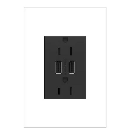 adorne 15 Amp 125-Volt Dual USB Plus-Size Duplex Outlet, Graphite - 91004632671