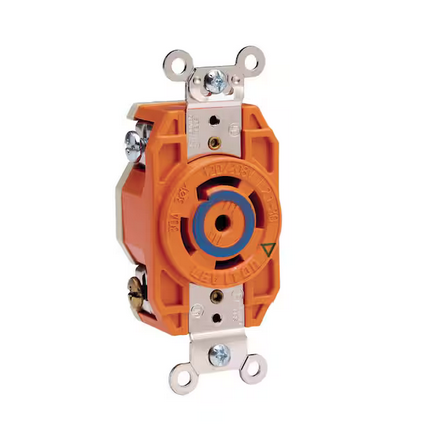 30 Amp 120/208-Volt 3-Phase Flush Mounting Isolated Ground Locking Outlet, Orange