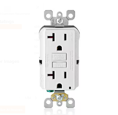 20 Amp 125-Volt Duplex Self-Test Slim GFCI Outlet, White (4-Pack) - 91003410722