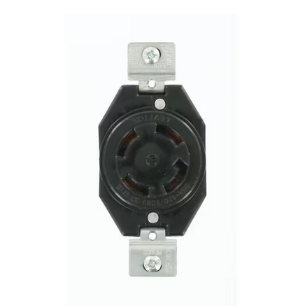30 Amp 120/208-Volt 3-Phase Flush Mounting Non-Grounding Locking Outlet, Black