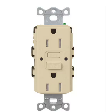 Claro 15-Amp Tamper Resistant Duplex Receptacle, Ivory (CAR-15-GFST-IV) - 91001726866