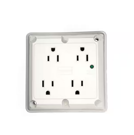 15 Amp Industrial Grade Heavy Duty 4-in-1 Grounding Surge Outlet with Indicator Light, White
