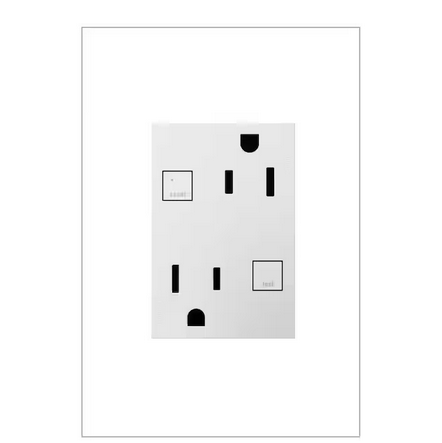 adorne 15 Amp 125-Volt Tamper-Resistant Self-Test Plus-Size Duplex GFCI Outlet, White - 91001673241