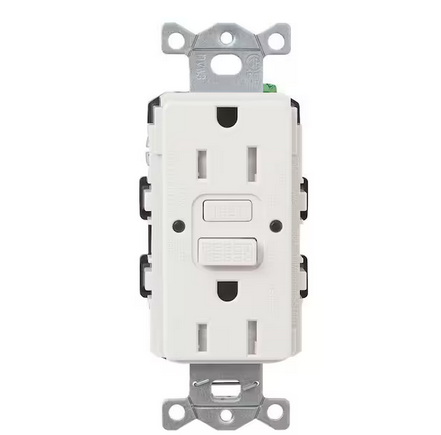 Claro 15-Amp Tamper Resistant Duplex Receptacle, White (CAR-15-GFST-WH) - 91003589779
