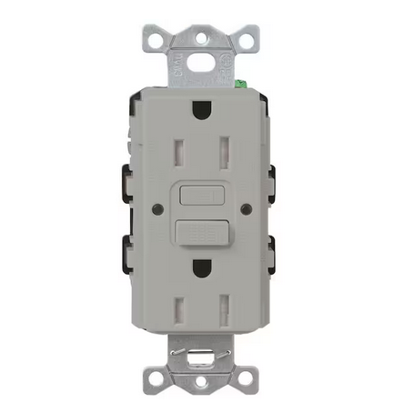Claro 15-Amp Tamper Resistant Duplex Receptacle, Gray (CAR-15-GFST-GR) - 91003589778