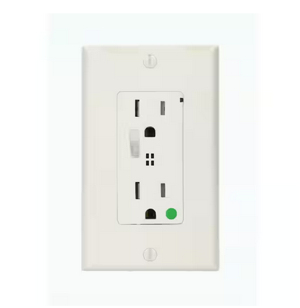 Decora Plus 15 Amp Hospital Grade Duplex Surge Outlet with Audible Alarm, White