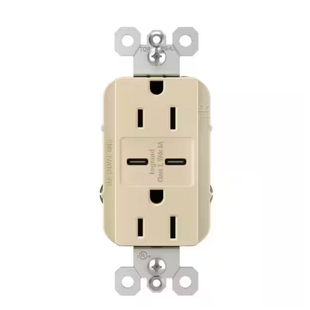 radiant 15 Amp 125-Volt Decorator Duplex Outlet with 6.0 Amp Type C/C USB, Ivory - 91007095877