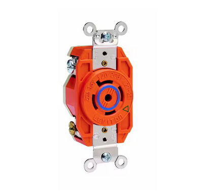 20 Amp 120/208-Volt 3-Phase Flush Mounting Isolated Ground Locking Outlet, Orange