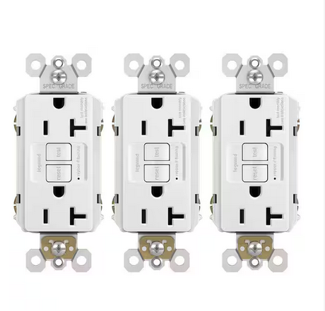 Radiant 20 Amp 125-Volt Tamper Resistant Self-Test GFCI Duplex Outlet, White (3-Pack)