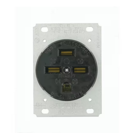 30 Amp 250-Volt Flush Mounting Grounding Outlet, Black