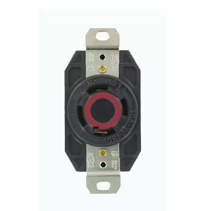 30 Amp 480-Volt 3-Phase Flush Mounting Grounding Locking Outlet, Black