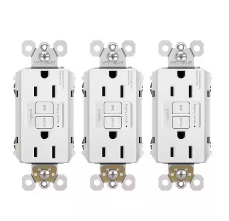 radiant 15 Amp 125-Volt Tamper Resistant Self-Test GFCI Duplex Outlet, White (3-Pack)