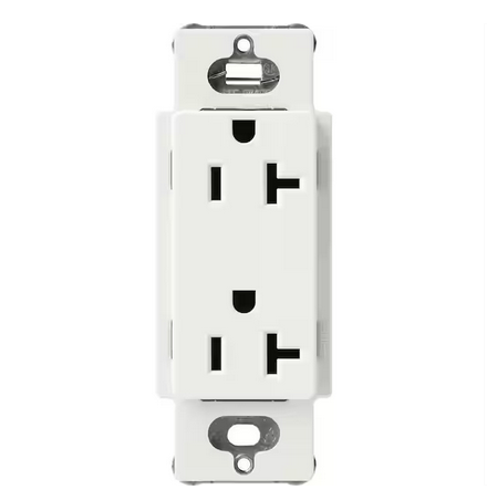 Claro 20 Amp Duplex Outlet, Architectural White (SCR-20-RW) - 91009501566