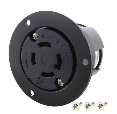 30 Amp 125/250-Volt NEMA L14-30R Flanged Mounting Locking Industrial Grade Outlet Receptacle - 91004334536