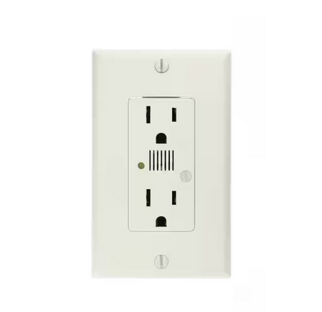 Decora Plus 15 Amp Industrial Grade Self Grounding Duplex Surge Outlet with Audible Alarm, White