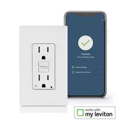 15 Amp SmartlockPro Wi-Fi Certified Smart GFCI Outlet, White - 91010500339