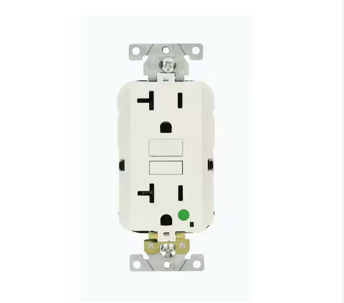 20 Amp Lev-Lok Modular Wiring Device SmartlockPro Hospital Grade Extra Heavy Duty GFCI Outlet, White