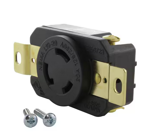 20 Amp 125-Volt/250-Volt Nema L10-20R Flush Mount Locking Industrial Grade Outlet - 91004853573