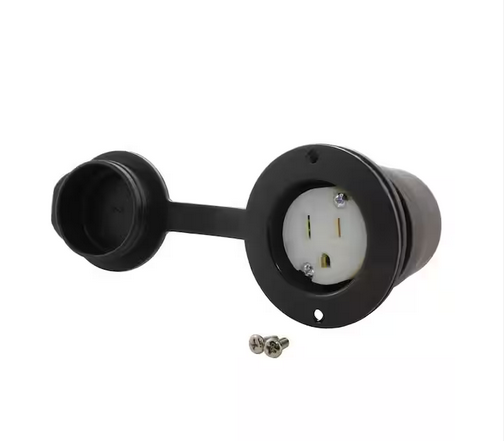 15 Amp 125-Volt NEMA 5-15R Flanged Mounting Household Outlet with Power Indicator and Cover - 91004334540