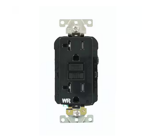 20 Amp SmartlockPro Industrial Grade Heavy Duty Weather/Tamper Resistant GFCI Outlet, Black