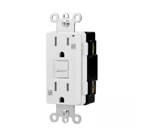 15 Amp Tamper Resistant Weather Resistant GFCI Duplex Outlet Receptacle, White - 91003544366