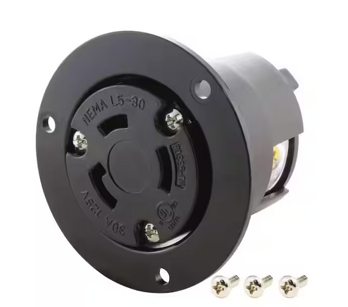 30-Amp 125-Volt NEMA L5-30R Flanged Mounting Locking Industrial Grade SIngle Outlet Receptacle - 91004334541