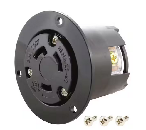 30-Amp 250-Volt NEMA L6-30R Flanged Mounting Locking Industrial Grade Single Outlet Receptacle - 91004334538