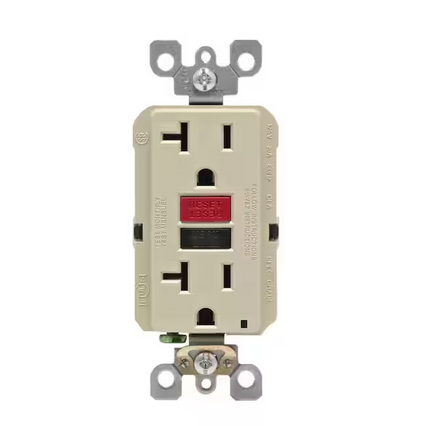 20 Amp Self-Test SmartlockPro Slim Duplex GFCI Outlet, Ivory - 91001370828