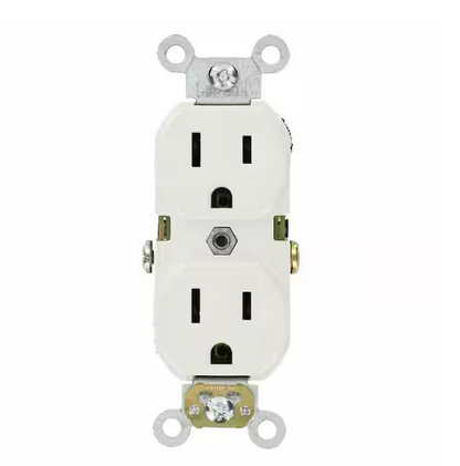 15 Amp Commercial Grade Duplex Outlet, White (10 Pack) - 9701869