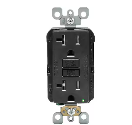 20 Amp 125-Volt Duplex SmarTest Self-Test Tamper Resistant GFCI Outlet, Black - 91001370937