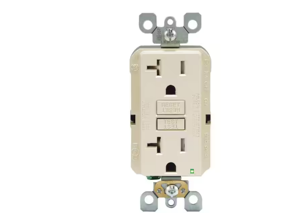 20 Amp 125-Volt Duplex SmarTest Self-Test SmartlockPro Tamper Resistant GFCI Outlet, Light Almond - 91001370868