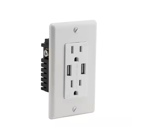 15 Amp USB Charger and Tamper-Resistant Duplex Outlet - 91005236812