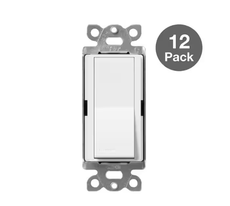 Claro On/Off Switch, 15 Amp/4 Way, White (CA-4PS-WH-12) (12-Pack)