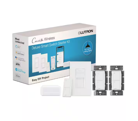 Caseta Smart Switch (2 Count) Deluxe Kit with Smart Hub and Pico Remote, Neutral Wire Required (P-BDG-PKG2WS-WH) - 91005665830
