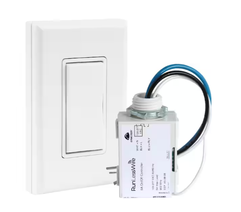 Simple Wireless Light Switch Kit, No-Wires and Battery-Free Light Switches for Home (1 Receiver and 1 Light Switch) - 91006775525