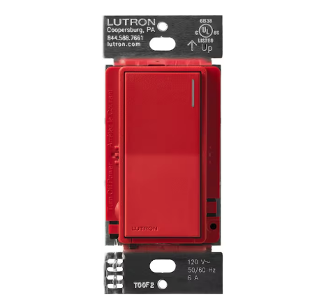 Sunnata Switch, for 6A Lighting or 3A 1/10 HP Motor, Single Pole/Multi Location, Signal Red (ST-6ANS-SR) - 91009032889
