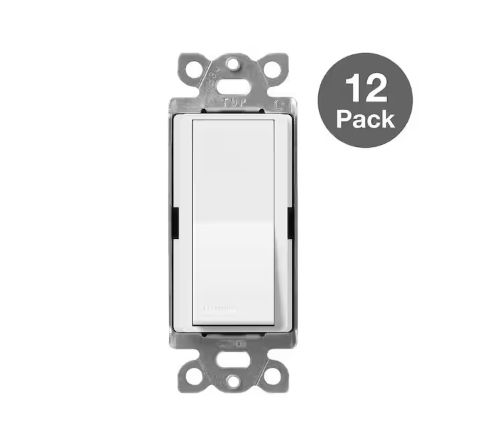 Claro On/Off Switch, 15 Amp/3 Way, White (CA-3PS-WH-12) (12-Pack) - 91009668785