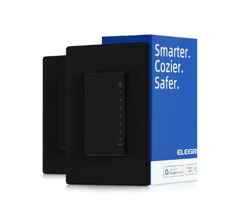 3.75 Amp Smart Single-Pole Illuminated Antimicrobial Rocker Smart Dimmer Light Switch, Black (2-Pack) - 91010860255