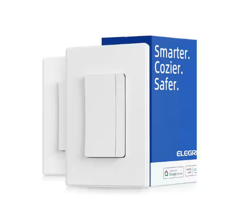 3.75 Amp Smart Single-Pole Illuminated Antimicrobial Rocker Smart Dimmer Light Switch, White (2-Pack) - 91010860253