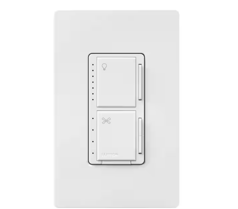 Maestro Fan Control and Light Dimmer with Wallplate for Dimmable LED Bulbs, 75W/Single-Pole, White (MAESTRO-LFQHW-WH) - 91004206213