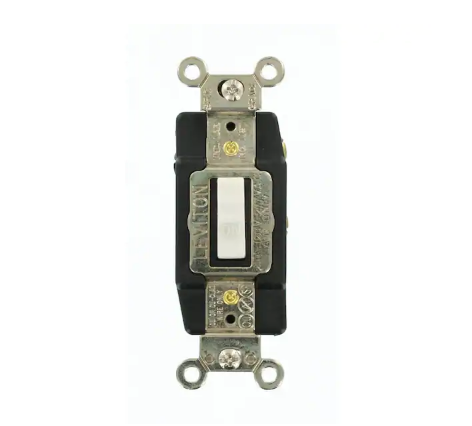 20 Amp Industrial Grade Heavy Duty Single-Pole Double-Throw Center-Off Maintained Contact Toggle Switch, White