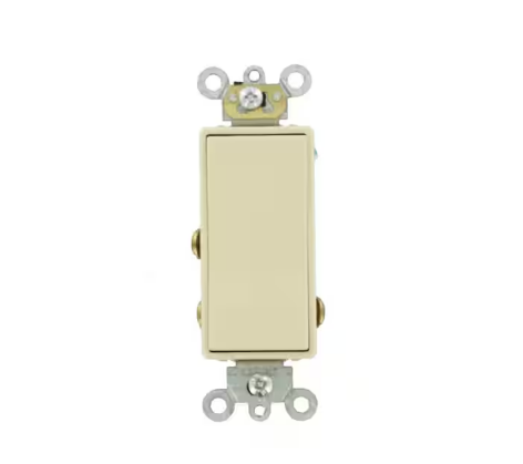 3 Amp Decora Plus Commercial Grade Single Pole Double Throw Center Off Rocker Switch, Ivory