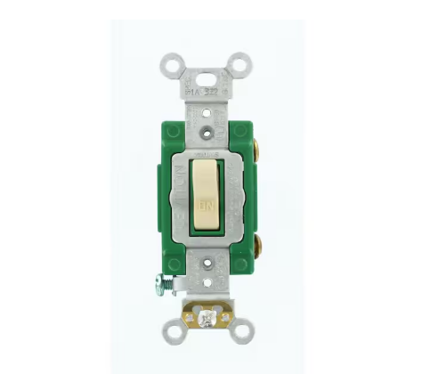 30 Amp Industrial Grade Heavy Duty Single-Pole Lighted Handle Toggle Switch, Ivory