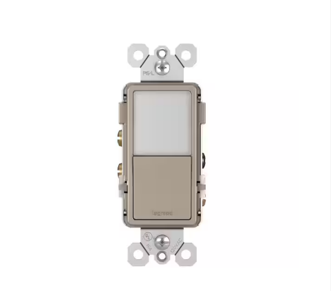 radiant 15 Amp 120-Volt Single-Pole/3-Way Rocker Light Switch with Night Light, Nickel - 91005513327
