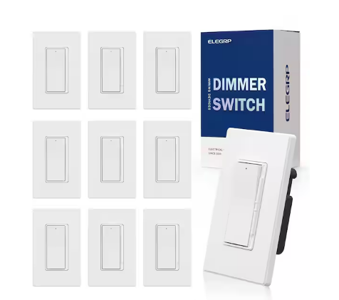 Dimmer Light Switch for 300W LED/CFL and 600W Incandescent/Halogen, 1-Pole/3-Way with Wall Plate in White, (10-Pack) - 91010997150