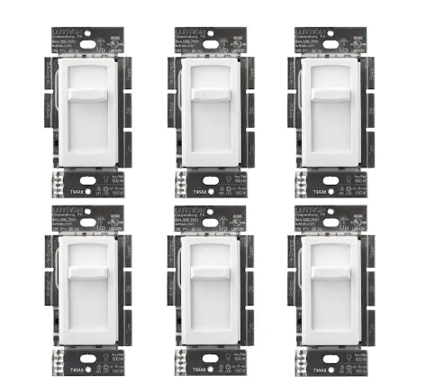 Skylark Contour LED+ Dimmer Switch for LED Bulbs, 150-Watt/Single-Pole or 3-Way, White (CTCL-6PK-WH) (6-Pack)