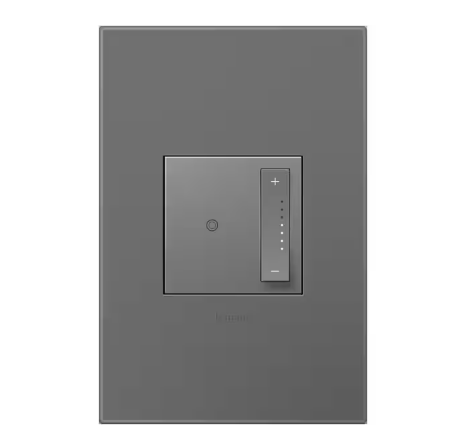 adorne sofTap Tru-Universal 700-Watt 1-Pole/3-Way Dimmer for All Loads and Wall Plate with Microban, Magnesium - 91004632513