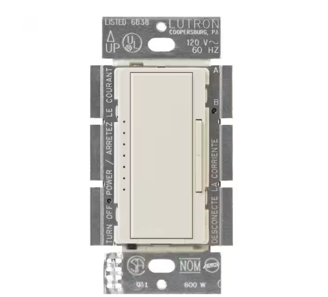 Maestro Dimmer Switch for Incandescent Bulbs, 1000-Watt Single-Pole/3-Way/Multi-Location, Light Almond (MA-1000-LA)
